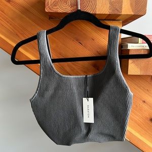 NWT Aritzia Babaton Sculpt Knit Squareneck Cropped Tank - Iconic Grey Medium